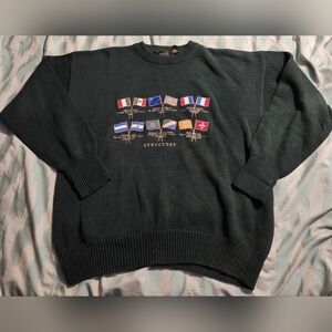 Vintage Structure Mountain Peaks‎ Country Flags Sweater Men's Size XL